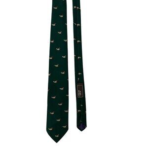 John Henry Mens Green Silk Decoy Ducks Necktie